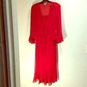 Believe red crêpe dress size 8 with jacket